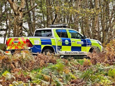 A Rural Crime Team police vehicle in a rural setting